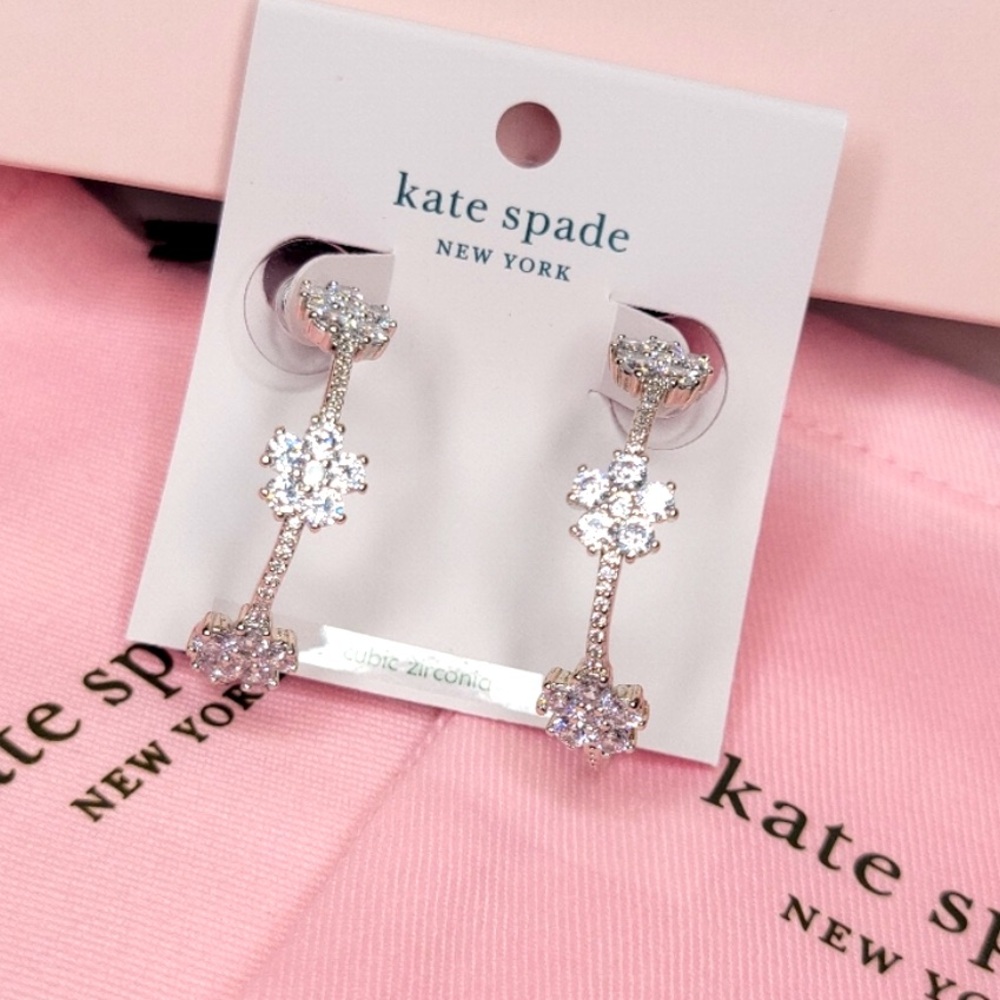 New Kate Spade GLEAMING GARDENIA FLOWER HOOPS - Picture 9 of 16